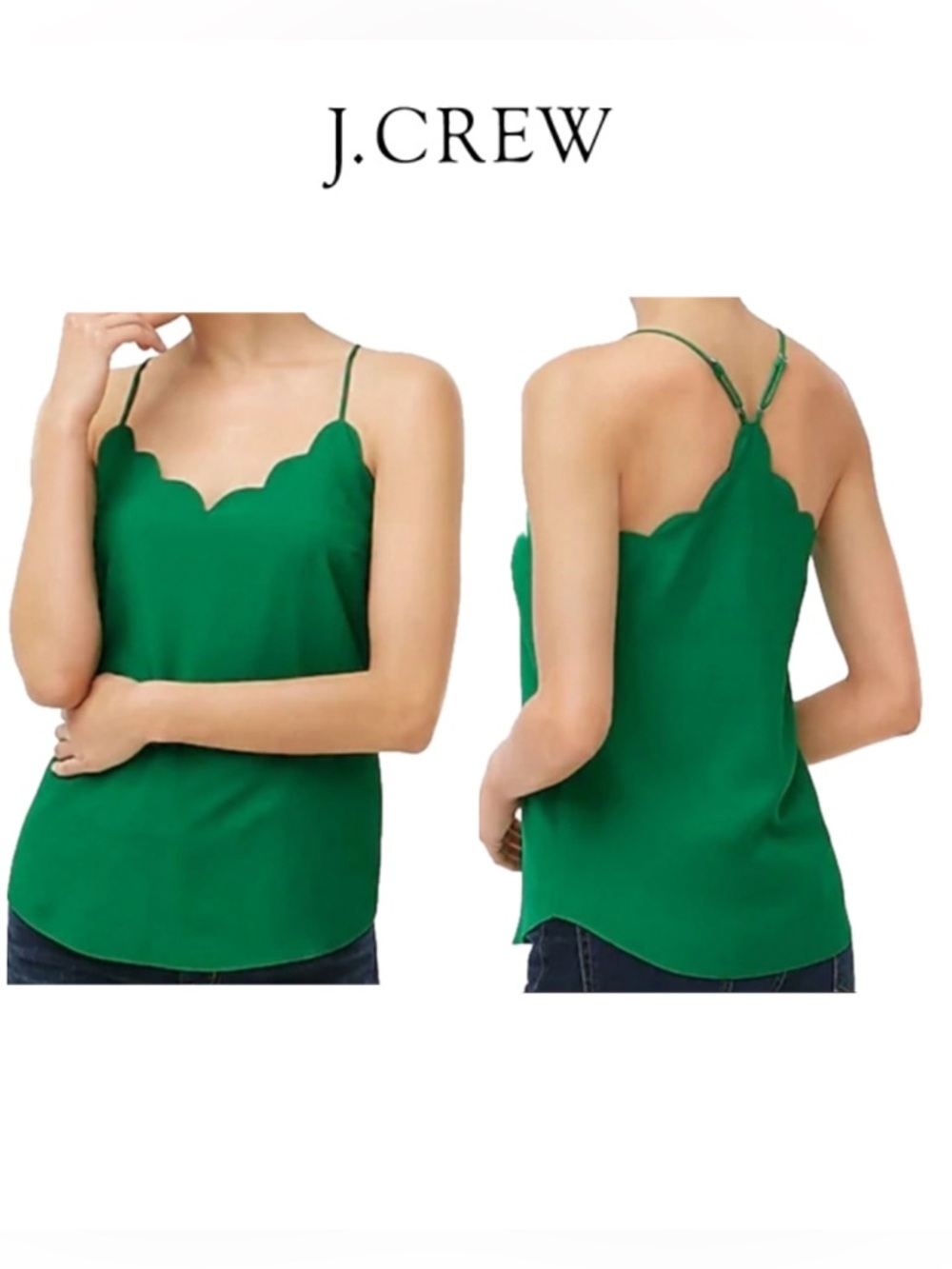 J.Crew Scalloped Cami Top in Brilliant Kelly